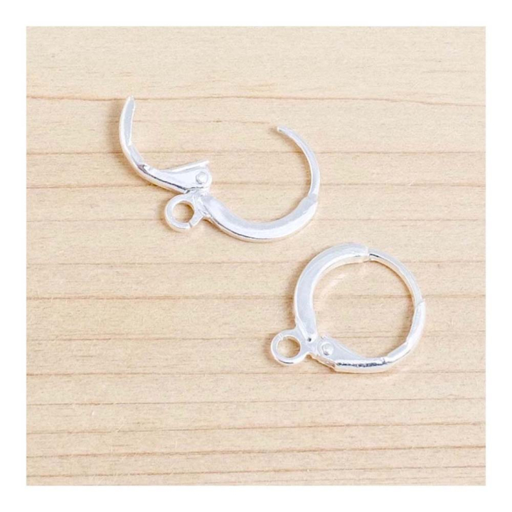 Boucles d'oreilles Dormeuse Rondes 15 x 12 mm Argenté 925 - 2 pcs - Perles Corner - Rougier et Plé