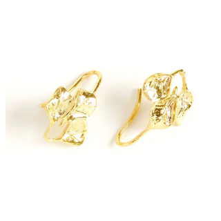Boucles d'oreilles Feuille 15 x 20 mm Doré à l'or fin 24K - 2 pcs - Perles Corner - Rougier et Plé