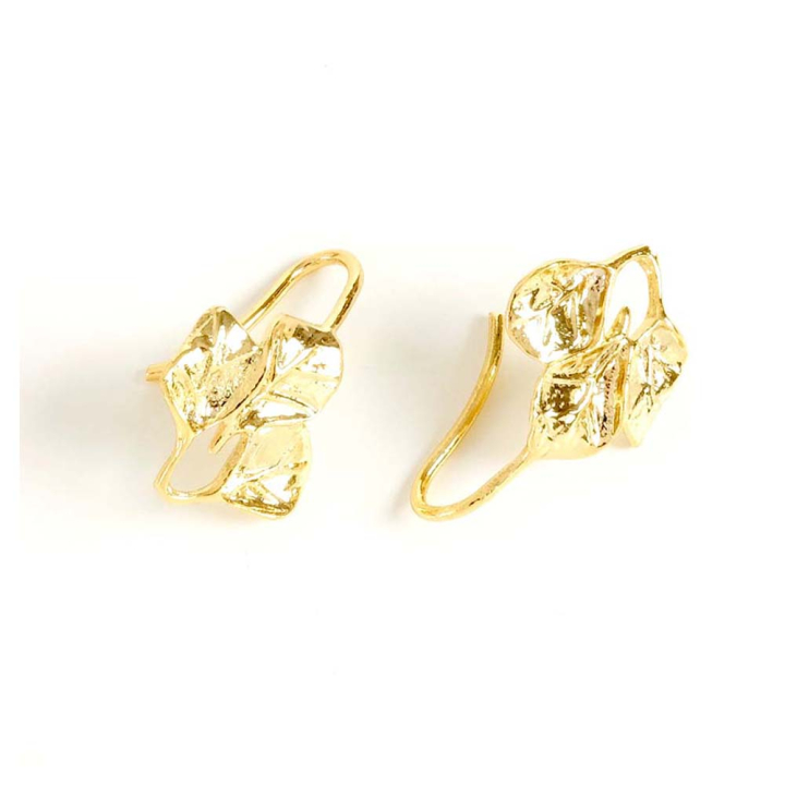 Boucles d'oreilles Feuille 15 x 20 mm Doré à l'or fin 24K - 2 pcs - Perles Corner - Rougier et Plé