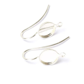 Boucles d'oreilles Pour Cabochon ø 8 mm Argenté 925 - 2 pcs - Perles Corner - Rougier et Plé