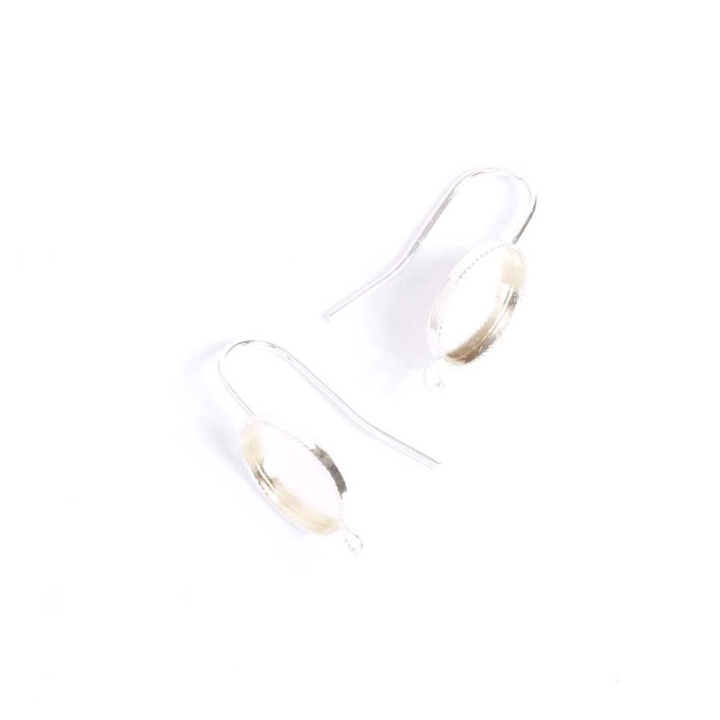 Boucles d'oreilles Pour Cabochon Ovale 8 x 10 mm Argenté 925 - 2 pcs - Perles Corner - Rougier et Plé