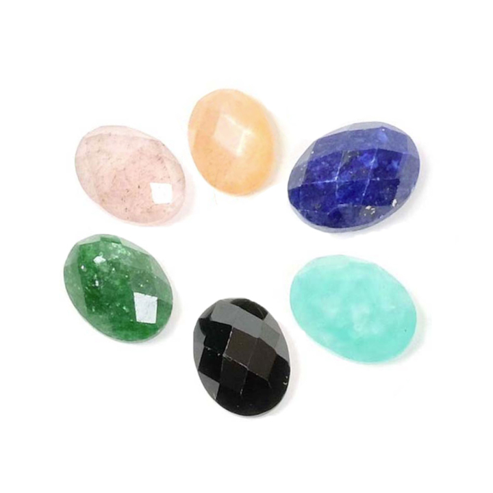 Cabochon Ovale Facetté 6 x 8 mm en Pierre Naturelle - Perles Corner - Rougier et Plé