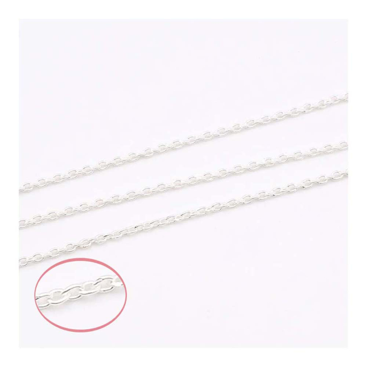 Chaîne à Mailles rondes soudées ø 2 mm Argenté 925 - 50 cm - Perles Corner - Rougier et Plé