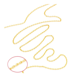 Chaîne à Mailles rondes soudées 2 mm Doré à l'or fin 24K - 50 cm - Perles Corner - Rougier et Plé