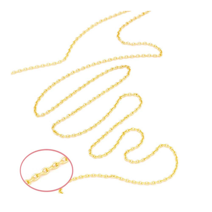 Chaîne à Mailles rondes soudées 2 mm Doré à l'or fin 24K - 50 cm - Perles Corner - Rougier et Plé