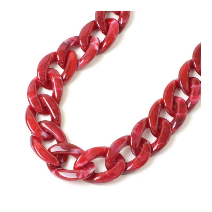 Chaîne à Maillons en Acétate XL Rouge 45 cm - Perles Corner - Rougier et Plé