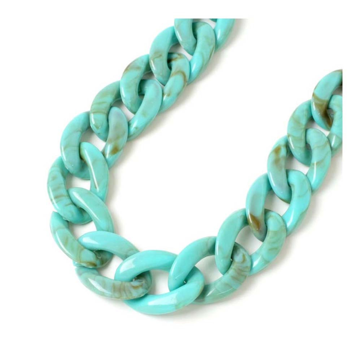 Chaîne à Maillons en Acétate XL Turquoise 45 cm - Perles Corner - Rougier et Plé
