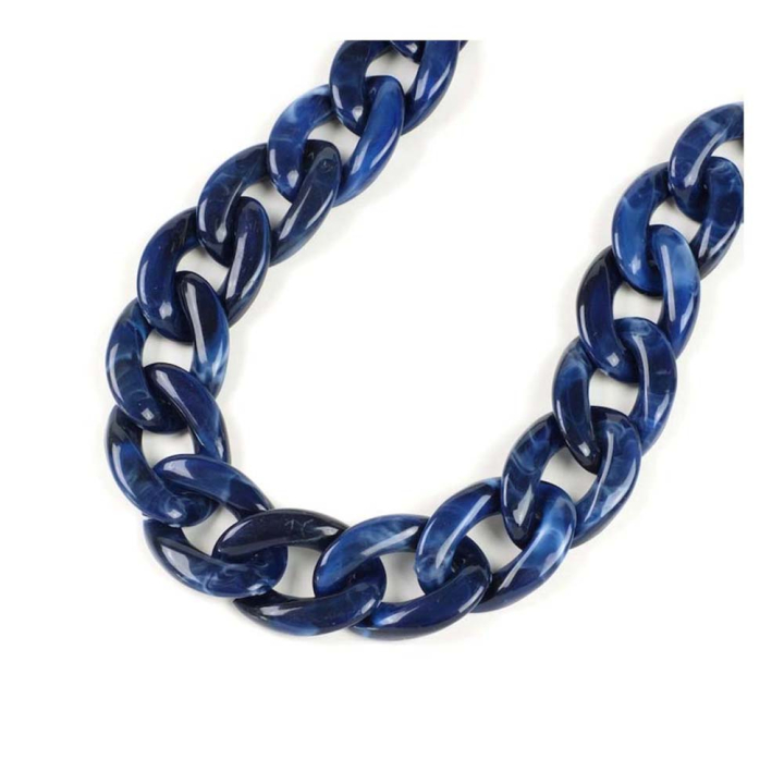 Chaîne à Maillons en Acétate XL Bleu 45 cm - Perles Corner - Rougier et Plé