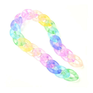 Chaîne à Maillons en Acétate XL Arc-en-ciel Pastel 45 cm - Perles Corner - Rougier et Plé