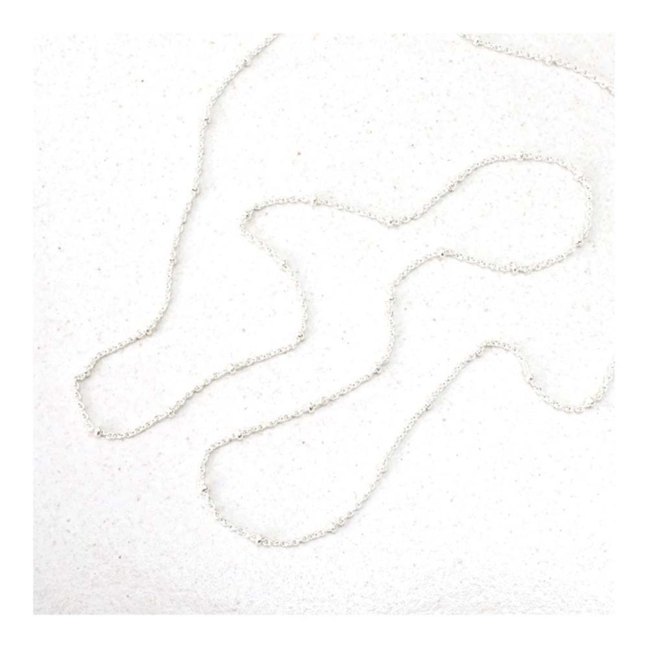 Chaîne à Maillons 1 x 1,5 mm et Boules ø 2 mm Argenté 925 - 75 cm - Perles Corner - Rougier et Plé