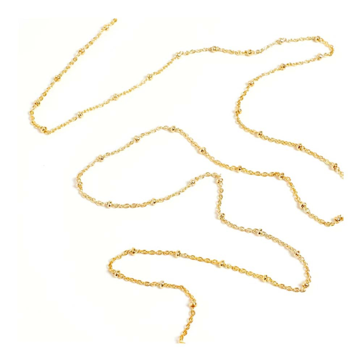 Chaîne à Maillons 1 x 1,5 mm et Boules ø 2 mm Doré à l'or fin 24K - 75 cm - Perles Corner - Rougier et Plé