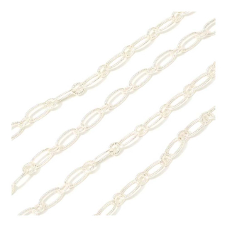 Chaîne à Maillons ovales striés 3,1 mm Argenté 925 - 50 cm - Perles Corner - Rougier et Plé