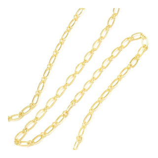 Chaîne à Maillons ovales striés 3,1 mm Doré à l'or fin 24K - 50 cm - Perles Corner - Rougier et Plé