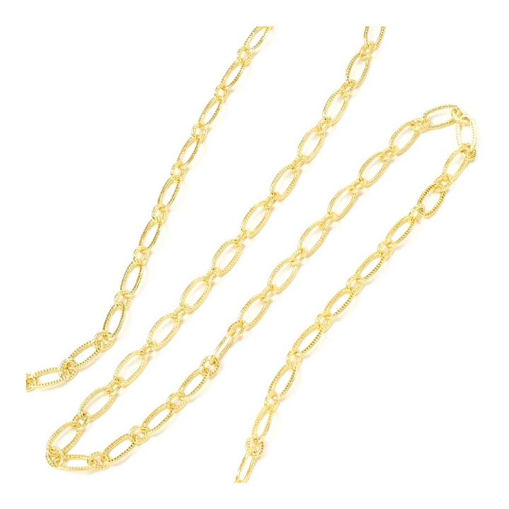 Chaîne à Maillons ovales striés 3,1 mm Doré à l'or fin 24K - 50 cm - Perles Corner - Rougier et Plé