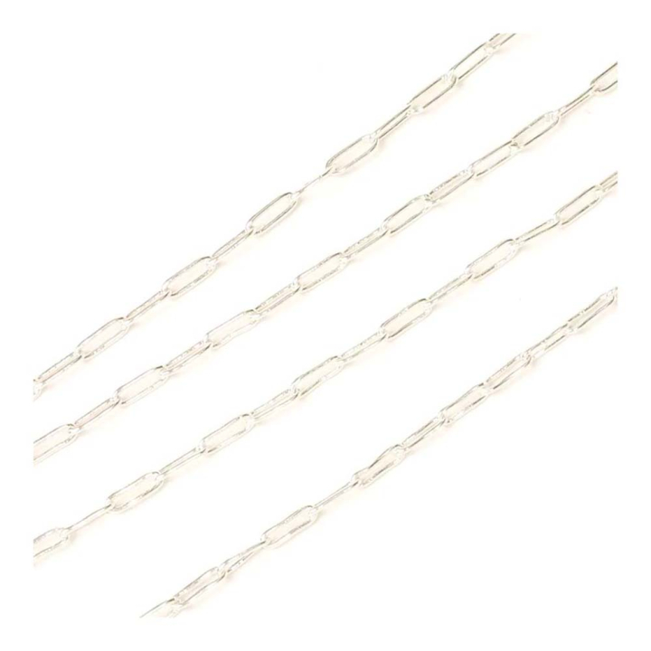 Chaîne à Maillons rectangles 5 x 1,5 mm Argenté 925 - 50 cm - Perles Corner - Rougier et Plé