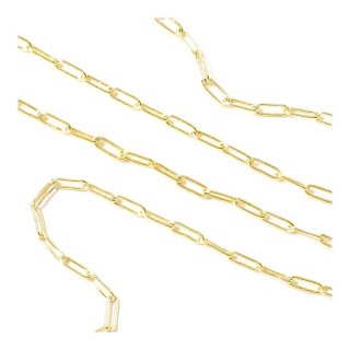 Chaîne à Maillons rectangles 5 x 1,5 mm Doré à l'or fin 24K - 50 cm - Perles Corner - Rougier et Plé