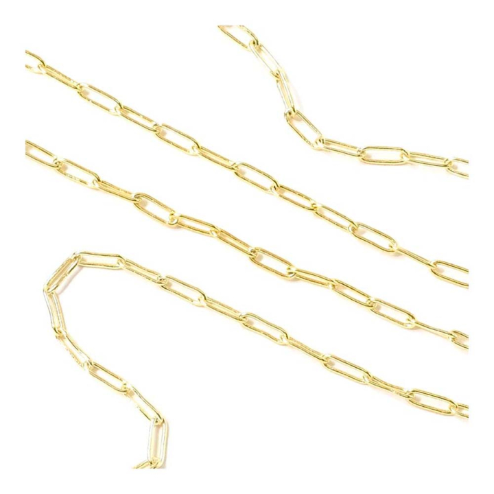 Chaîne à Maillons rectangles 5 x 1,5 mm Doré à l'or fin 24K - 50 cm - Perles Corner - Rougier et Plé