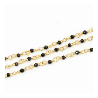 Chaîne Rosaire Maillons et Spinelle ø 2 mm Doré à l'or fin 24K - 25 cm - Perles Corner - Rougier et Plé