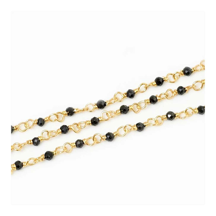 Chaîne Rosaire Maillons et Spinelle ø 2 mm Doré à l'or fin 24K - 25 cm - Perles Corner - Rougier et Plé