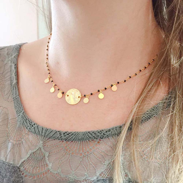 Chaîne Rosaire Maillons et Spinelle ø 2 mm Doré à l'or fin 24K - 25 cm - Perles Corner - Rougier et Plé