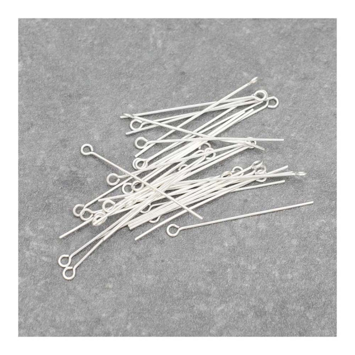 Clous à œil 30 mm Argenté 925 - 30 pcs - Perles Corner - Rougier et Plé