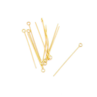 Clous à œil 30 mm Doré à l'or fin 24K - 30 pcs - Perles Corner - Rougier et Plé