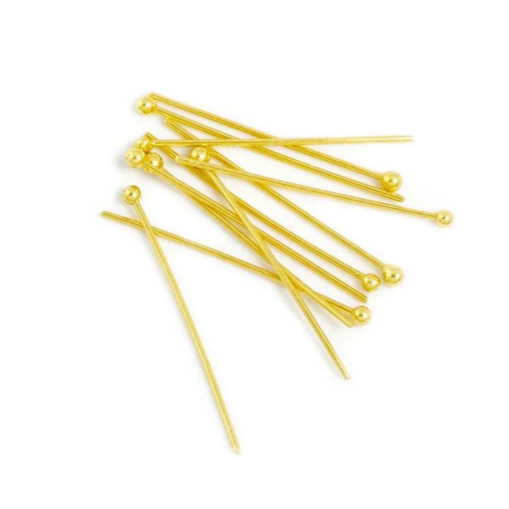Clous à Tête Boule 25 mm Doré à l'or fin 24K - 30 pcs - Perles Corner - Rougier et Plé