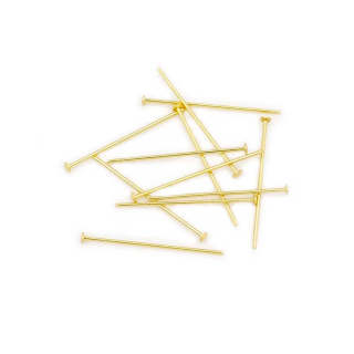 Clous à Tête Plate 25 mm Doré à l'or fin 24K - 20 pcs - Perles Corner - Rougier et Plé