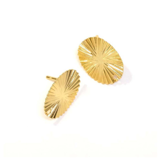 Clous d'oreilles 18,2 x 13,3 mm Ovale ondulé avec Trou d'accroche Doré à l'or fin 24K - 2 pcs - Perles Corner - Rougier et Plé