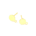 Clous d'oreilles à coller Plateau Rond avec Anneau 10 mm Doré à l'or fin 24K - 4 pcs - Perles Corner - Rougier et Plé