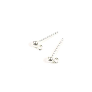 Clous d'oreilles Boule 2,8 mm avec Anneau Argenté 925 - 2 pcs - Perles Corner - Rougier et Plé