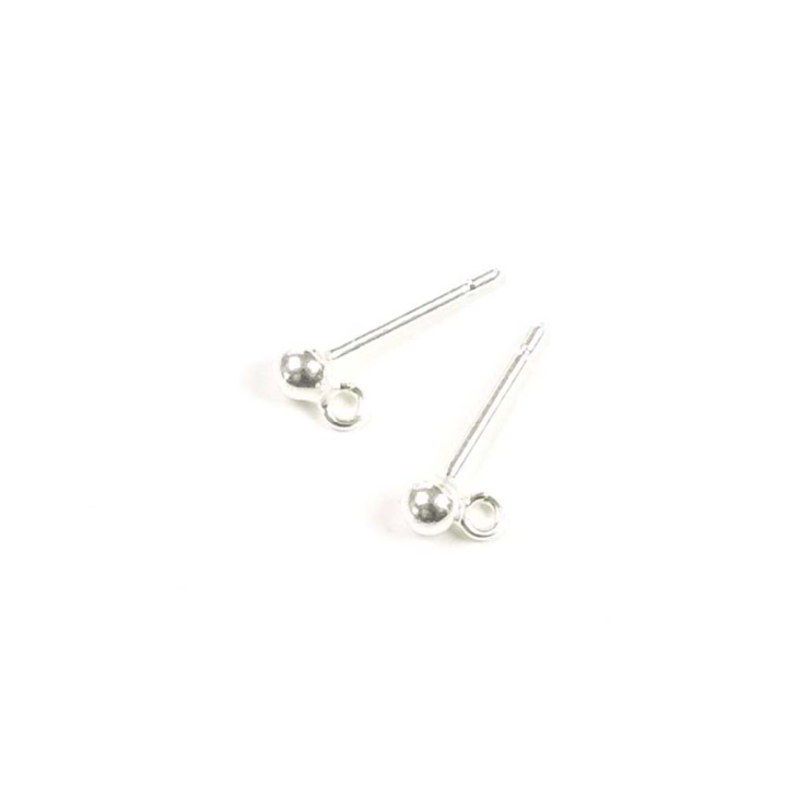 Clous d'oreilles Boule 2,8 mm avec Anneau Argenté 925 - 2 pcs - Perles Corner - Rougier et Plé