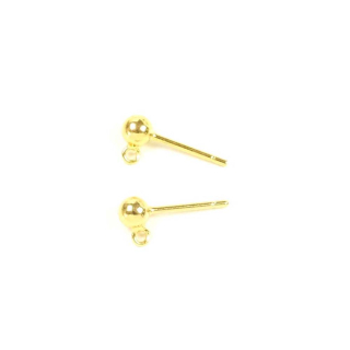 Clous d'oreilles Boule 3,8 mm avec Anneau Doré à l'or fin 24K - 2 pcs - Perles Corner - Rougier et Plé
