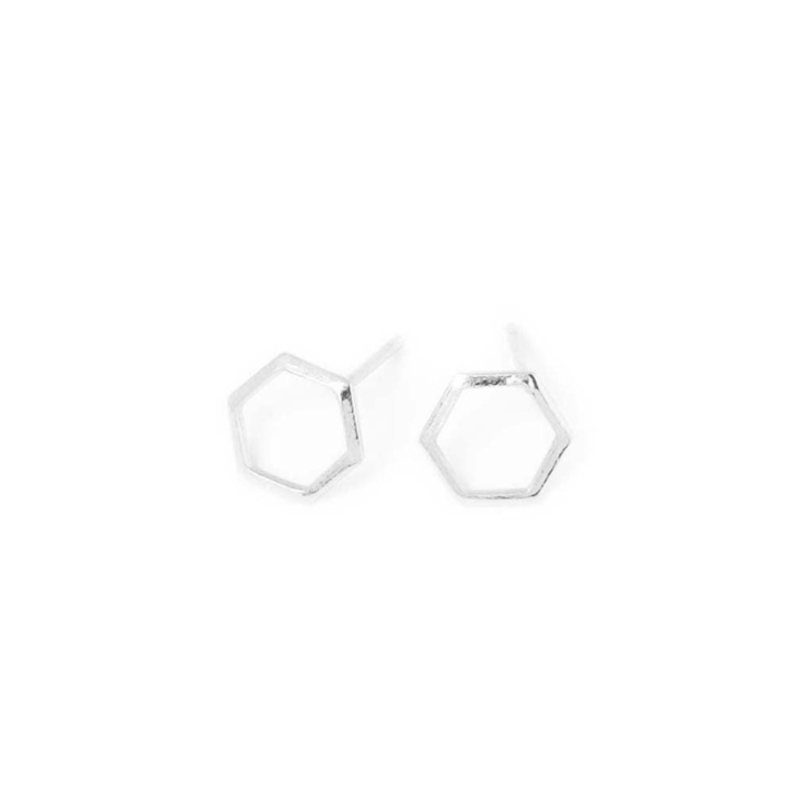 Clous d'oreilles Hexagone 9 x 9 mm Argenté 925 - 2 pcs - Perles Corner - Rougier et Plé