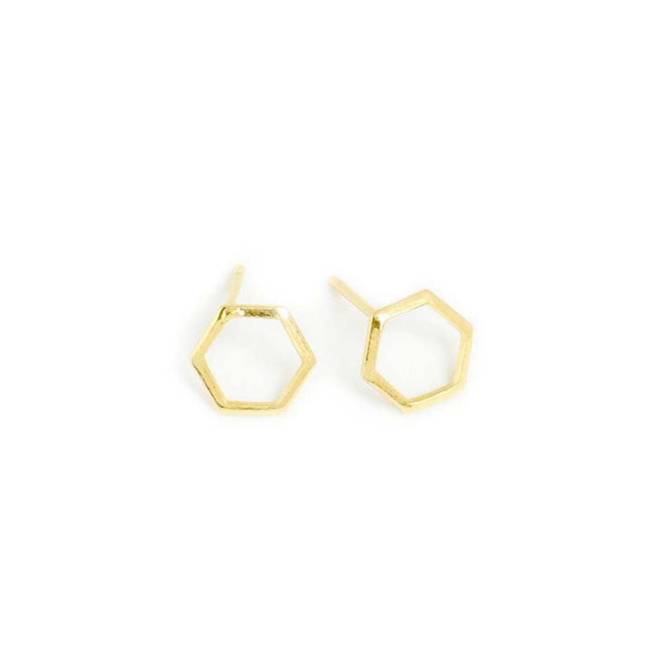 Clous d'oreilles Hexagone 9 x 9 mm Doré à l'or fin 24K - 2 pcs - Perles Corner - Rougier et Plé