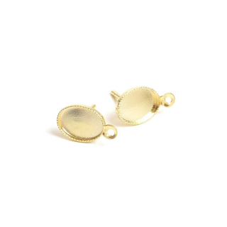 Clous d'oreilles Pour Cabochon 6 x 8 mm Doré à l'or fin 24K - 2 pcs - Perles Corner - Rougier et Plé