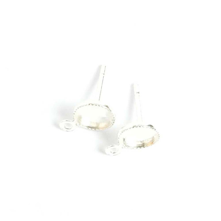 Clous d'oreilles Pour Cabochon ø 6 mm Argenté 925 - 2 pcs - Perles Corner - Rougier et Plé
