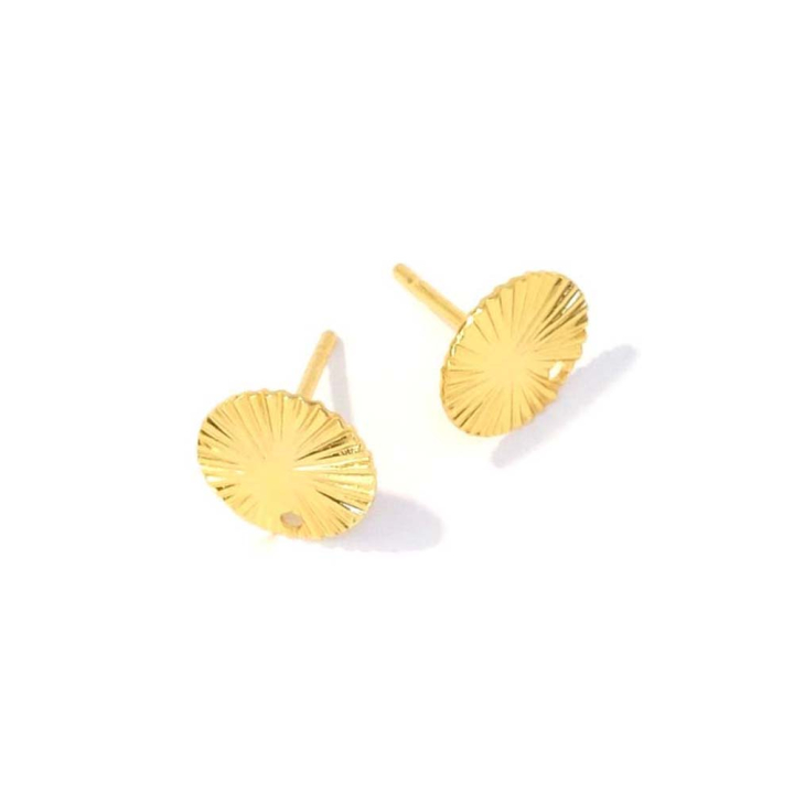 Clous d'oreilles Rond ondulé 10,2 mm Doré à l'or fin 24K - 2 pcs - Perles Corner - Rougier et Plé