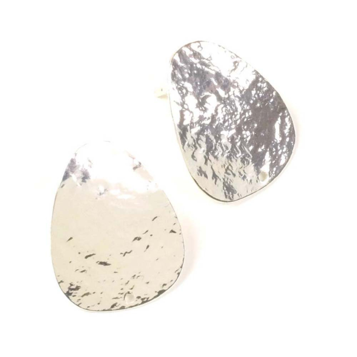 Clous d'oreilles Triangle 17 x 20 mm avec Trou d'accroche Texture Ardoise Argenté 925 - 2 pcs - Perles Corner - Rougier et Plé