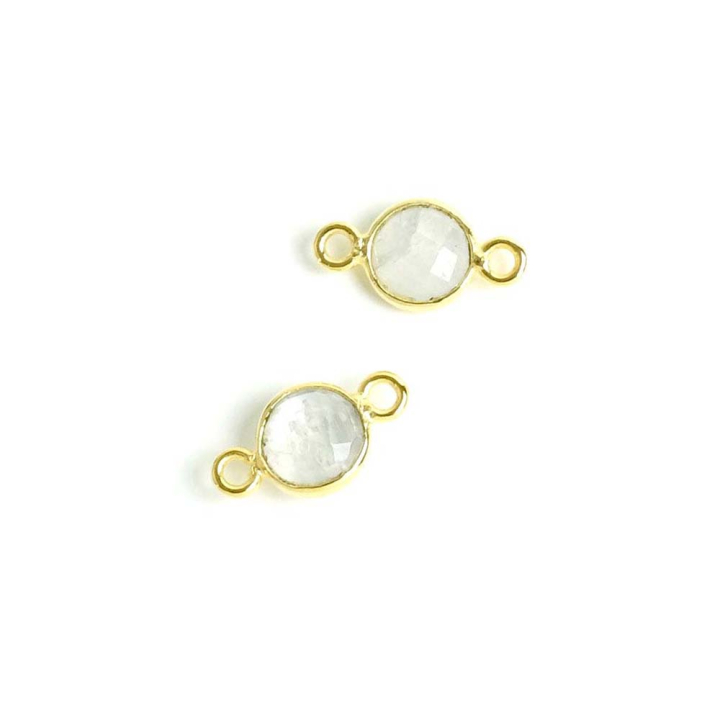 Connecteur Serti 7 x 13 mm Pierre naturelle Doré à l'or fin 24 K - Perles Corner - Rougier et Plé
