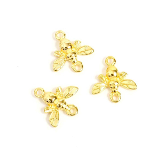 Connecteurs Abeilles 16 x 15 mm Doré à l'or fin 24K - 2 pcs - Perles Corner - Rougier et Plé