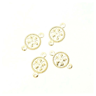Connecteurs Fleurs Ajourées 13 x 8 mm Doré à l'or fin 24K - 4 pcs - Perles Corner - Rougier et Plé