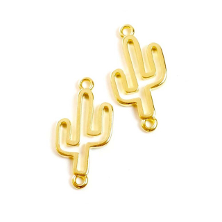 Connecteurs Cactus 12 x 25 mm Doré à l'or fin 24K - 2 pcs - Perles Corner - Rougier et Plé