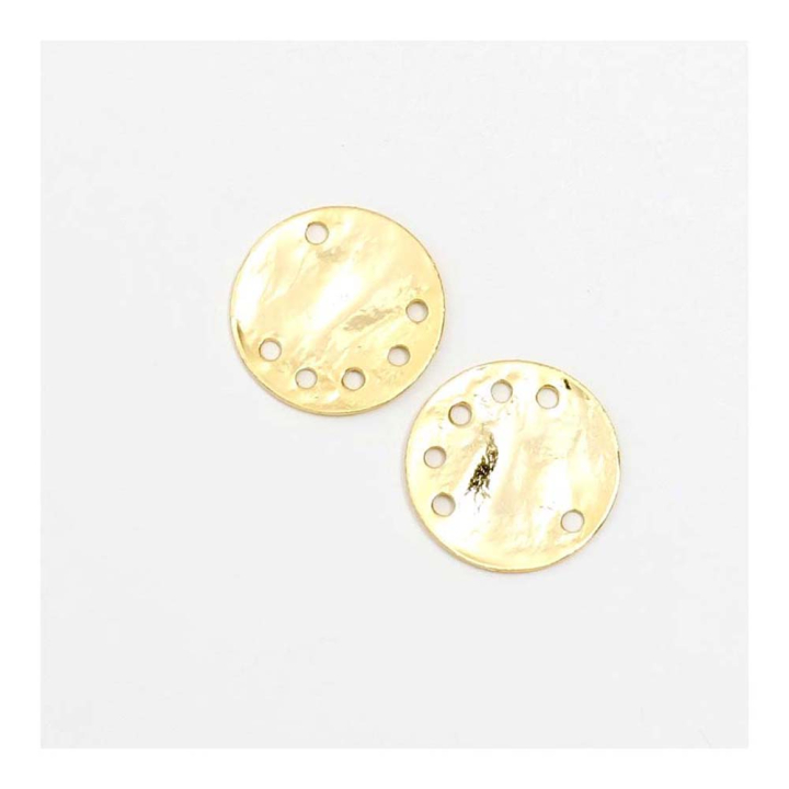 Connecteurs Chandelier martelé Rond ø 15 mm Doré à l'or fin 24 K 2 pcs - Perles Corner - Rougier et Plé