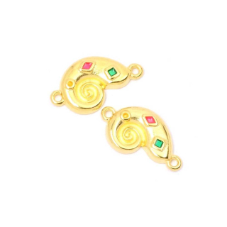 Connecteurs Coquillage Émaillé Multicolore 13 x 22,1 mm Doré à l'or fin 24K - 2 pcs - Perles Corner - Rougier et Plé