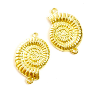 Connecteurs Coquillage Nautile 18 x 26 mm Doré à l'or fin 24K - 2 pcs - Perles Corner - Rougier et Plé