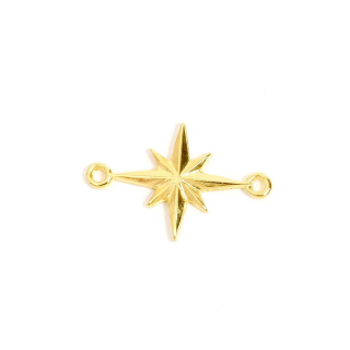 Connecteurs Étoile 17 x 31 mm Doré à l'or fin 24K - 2 pcs - Perles Corner - Rougier et Plé