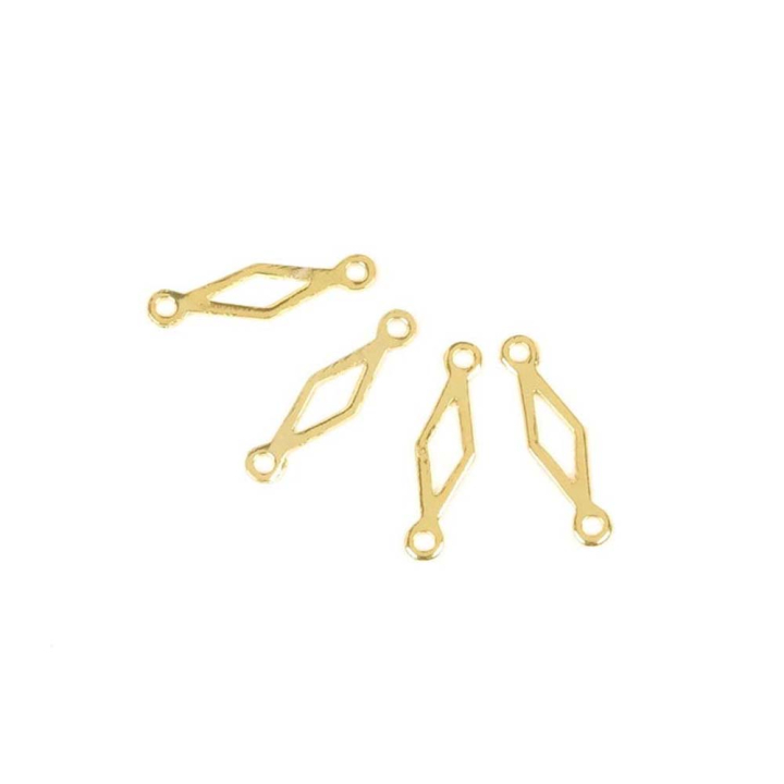 Connecteurs Losange Ajouré 3,2 x 12,3 mm Doré à l'or fin 24K - 4 pcs - Perles Corner - Rougier et Plé
