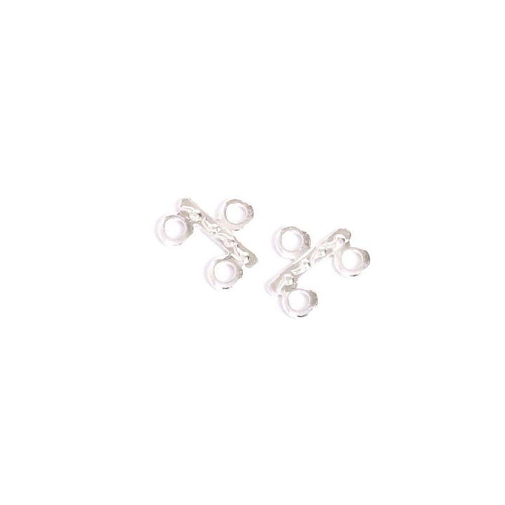 Connecteurs Multirang 8,5 x 9 mm 2 Anneaux Argenté 925 - 4 pcs - Perles Corner - Rougier et Plé