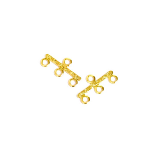 Connecteurs Multirang 8,5 x 15 mm 3 Anneaux Doré à l'or fin 24K - 4 pcs - Perles Corner - Rougier et Plé